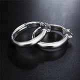 925 Silver Circle Hoop Earrings Women Lady Gift Charm Wedding Jewelry