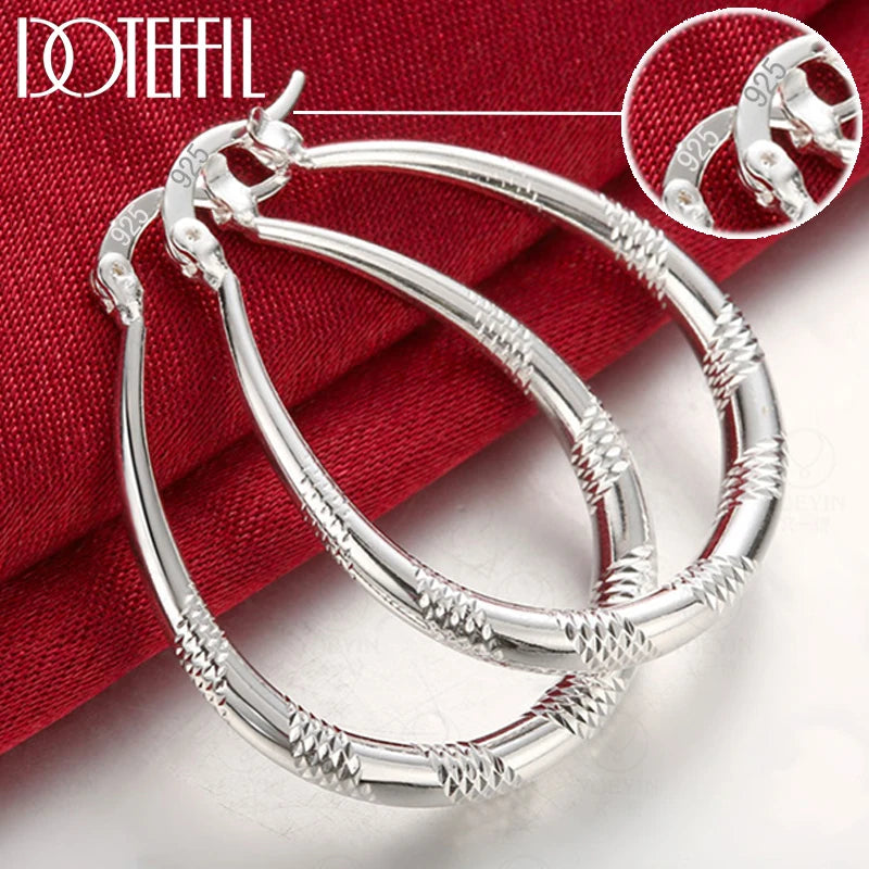 925 Silver U Circle Hoop Earrings Women Party Gift Wedding Charm Jewelry