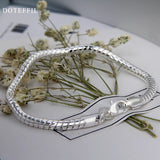 925 Silver 3mm Snake Chain Bracelet Women Wedding Engagement Charm Jewelry