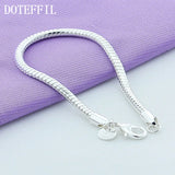 925 Silver 3mm 8'' Snake Chain Bracelet, Women's Wedding Party Jewelry