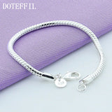 925 Silver 3mm 8'' Snake Chain Bracelet, Women's Wedding Party Jewelry