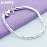 925 Silver 3mm 8'' Snake Chain Bracelet, Women's Wedding Party Jewelry