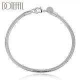925 Silver 3mm Snake Chain Bracelet Women Wedding Party Jewelry