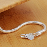 925 Silver 3mm Snake Chain Bracelet Women Wedding Party Jewelry