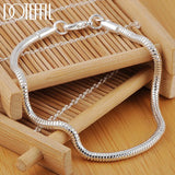 925 Silver 3mm Snake Chain Bracelet Women Wedding Party Jewelry