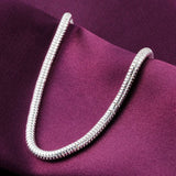 925 Silver 3mm Snake Chain Bracelet Women Wedding Party Jewelry