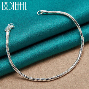 925 Silver 3mm Snake Chain Bracelet Wedding Charm Jewelry