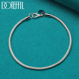 925 Silver 3mm Snake Chain Bracelet Wedding Charm Jewelry