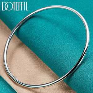 925 Silver 3mm Smooth Bangle Bracelet Wedding Jewelry