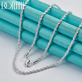 925 Silver 3mm Water Wave Chain Necklace 16-30 Inch for Wedding Jewelry