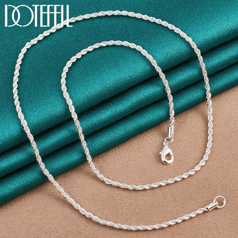 925 Silver 3mm Water Wave Chain Necklace 16-30 Inch for Wedding Jewelry