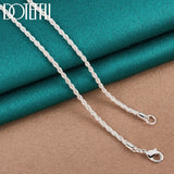 925 Silver 3mm Water Wave Chain Necklace 16-30 Inch for Wedding Jewelry