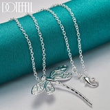 925 Silver Dragonfly Pendant Necklace 40-75cm Chain Women Wedding Jewelry