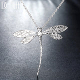 925 Silver Big Dragonfly Pendant Necklace Women Wedding Jewelry