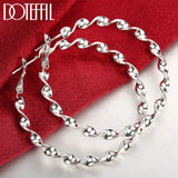 925 Sterling Silver Wave Hoop Earrings for Women