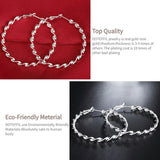 925 Sterling Silver Wave Hoop Earrings for Women