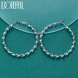 925 Silver Wave Hoop Earring For Women Party Wedding Jewelry