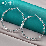925 Silver Wave Hoop Earring For Women Party Wedding Jewelry