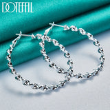 925 Silver Wave Hoop Earring For Women Party Wedding Jewelry