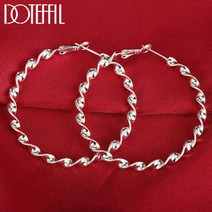 925 Sterling Silver Wave Hoop Earrings for Women