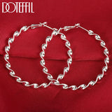 925 Sterling Silver Wave Hoop Earrings for Women