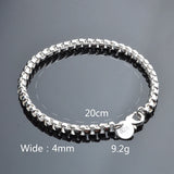 925 Silver 4MM Round Lattice Chain Bracelet Wedding Party Jewelry