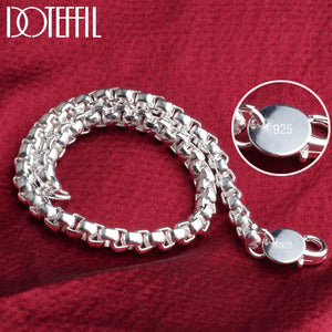 925 Silver 4MM Round Lattice Chain Bracelet Wedding Party Jewelry