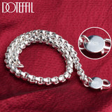 925 Silver 4MM Round Lattice Chain Bracelet Wedding Party Jewelry