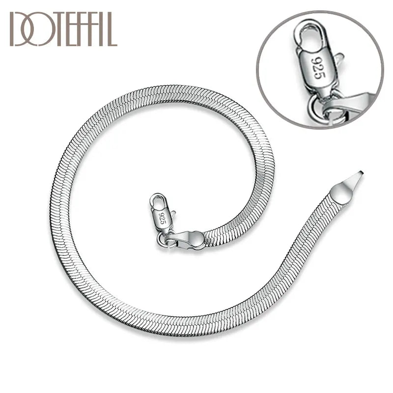 925 Silver 4MM Snake Chain Bracelet Charm Gift Wedding Jewelry