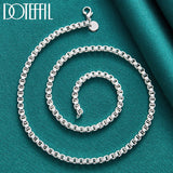 925 Silver 4mm 18in Box Chain Necklace Men Women Wedding Jewelry
