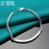 925 Silver Box Chain Bracelet Men Women Wedding Jewelry