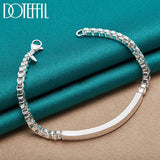 925 Silver Box Chain Bracelet Men Women Wedding Jewelry