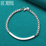 925 Silver Box Chain Bracelet Men Women Wedding Jewelry