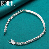 925 Silver Box Chain Bracelet Men Women Wedding Jewelry