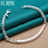925 Silver Box Chain Bracelet Men Women Wedding Jewelry