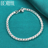 925 Silver 4mm Box Chain Bracelet Wedding Jewelry