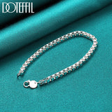 925 Silver Box Chain Bracelet 4mm Wedding Jewelry