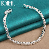 925 Silver Box Chain Bracelet 4mm Wedding Jewelry