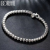 925 Silver 4mm Box Chain Bracelet Wedding Jewelry