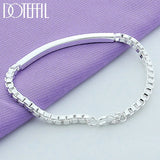 925 Sterling Silver 4mm Box Chain Bracelet Wedding Engagement Jewelry