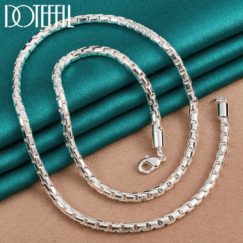925 Silver 4mm Box Chain Necklace Wedding Party Jewelry
