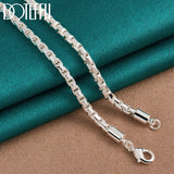 925 Sterling Silver 4mm Box Chain Necklace Wedding Charm Party Jewelry