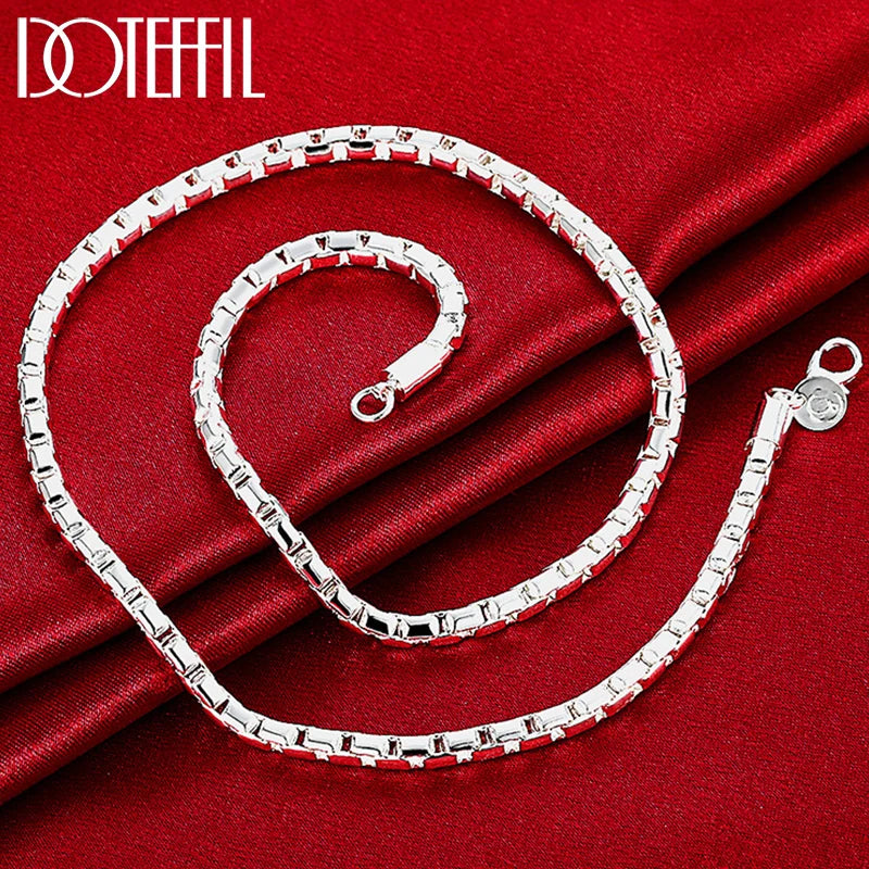 925 Sterling Silver 4mm Box Chain Necklace Wedding Charm Party Jewelry