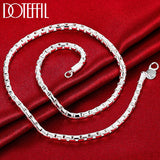 925 Sterling Silver 4mm Box Chain Necklace Wedding Charm Party Jewelry