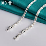 925 Sterling Silver 4mm Box Chain Necklace Wedding Charm Party Jewelry