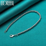 925 Silver Beads Ball Chain Bracelet Women Wedding Engagement
