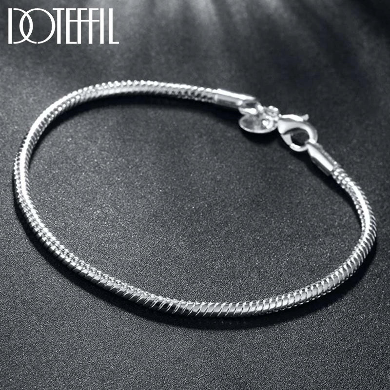 925 Sterling Silver 4mm Snake Chain 8 inches Bracelet