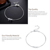 925 Silver 4mm Three Square Chain Bracelet Women Wedding Jewelry