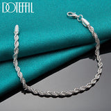 925 Silver Water Wave Chain Bracelet 4mm