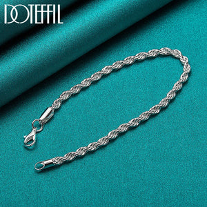925 Silver Water Wave Chain Bracelet 4mm